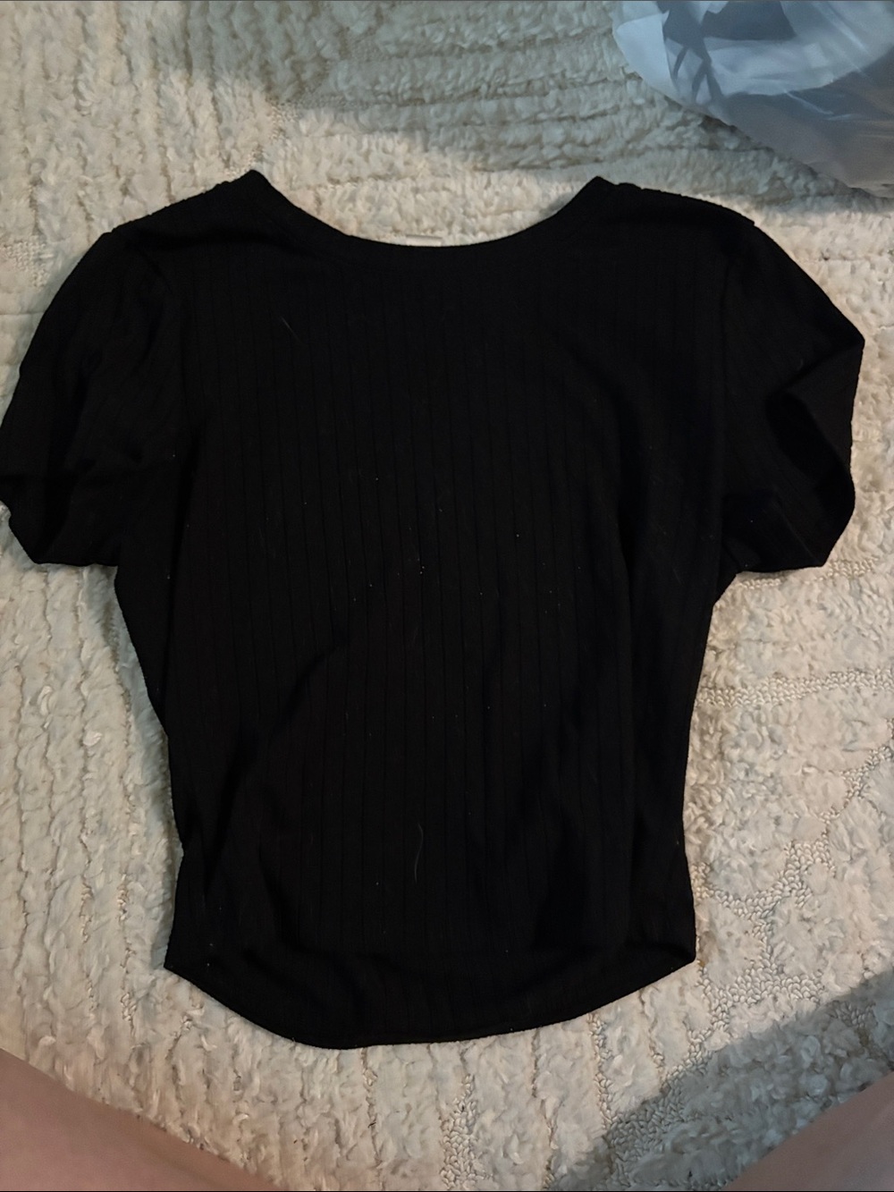 Bozzolo Black Ribbed Short Sleeve Tee
